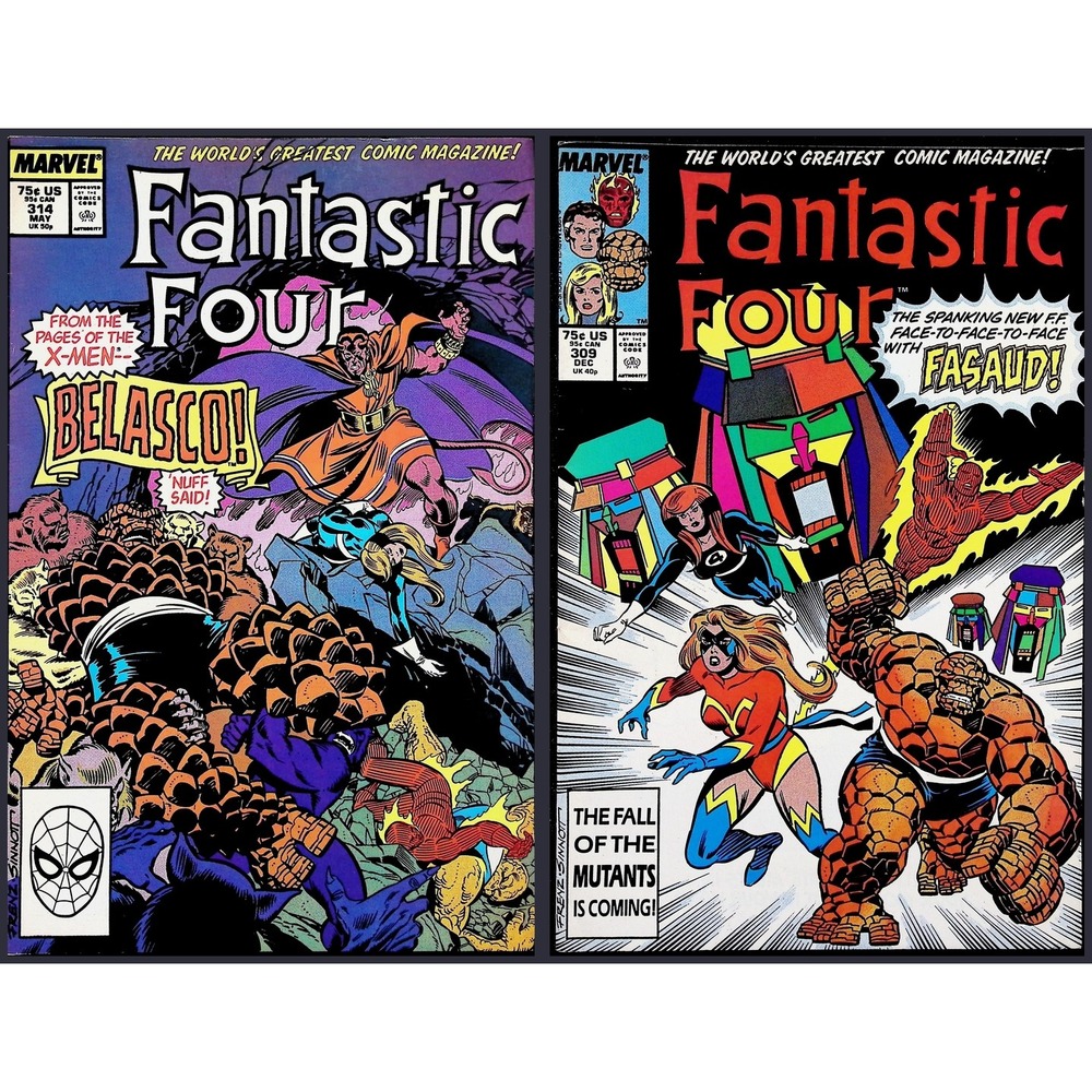 Fantastic Four 2X Comic Lot #309 314 Belasco The Thing Marvel
